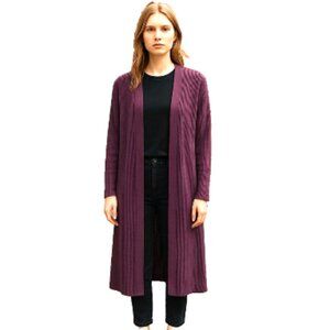 Women's Cardigan Sweater Coat Size Medium Purple/Burgundy Loose Fit Long Sleeve